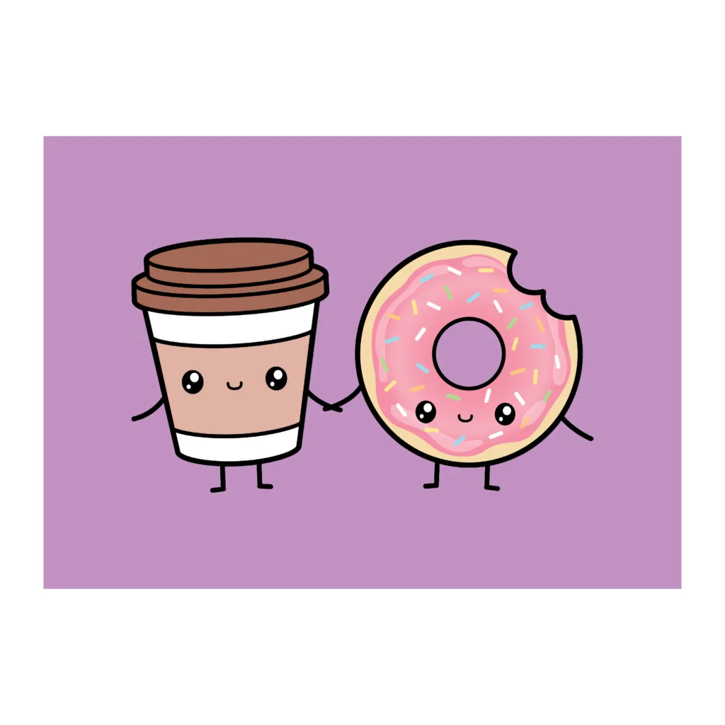 Postkaart Koffie & donut
